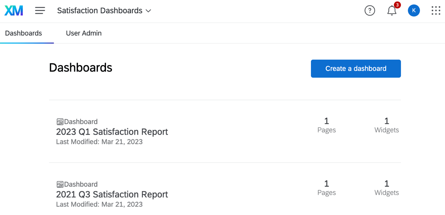 tableau de bord client avec des projets de tableau de bord distincts au sein de la
