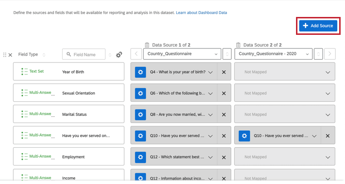 add source button in data mapper