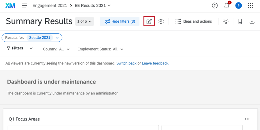 the edit dashboard button