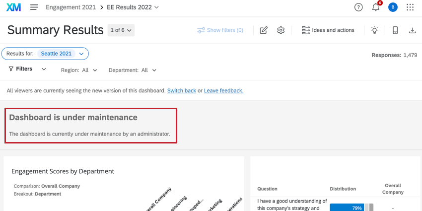 le message de maintenance sur un tableau de bord