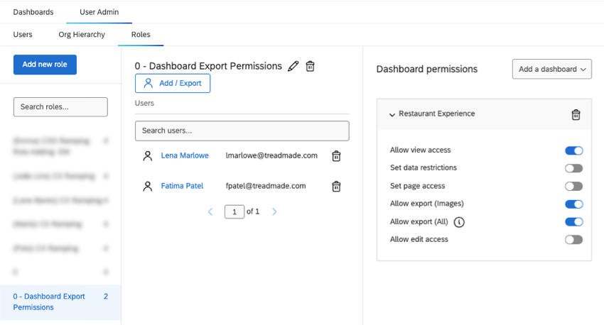 The roles tab, with all permissions expanded