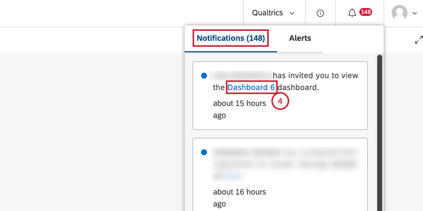Notificación en la pestaña Notificaciones