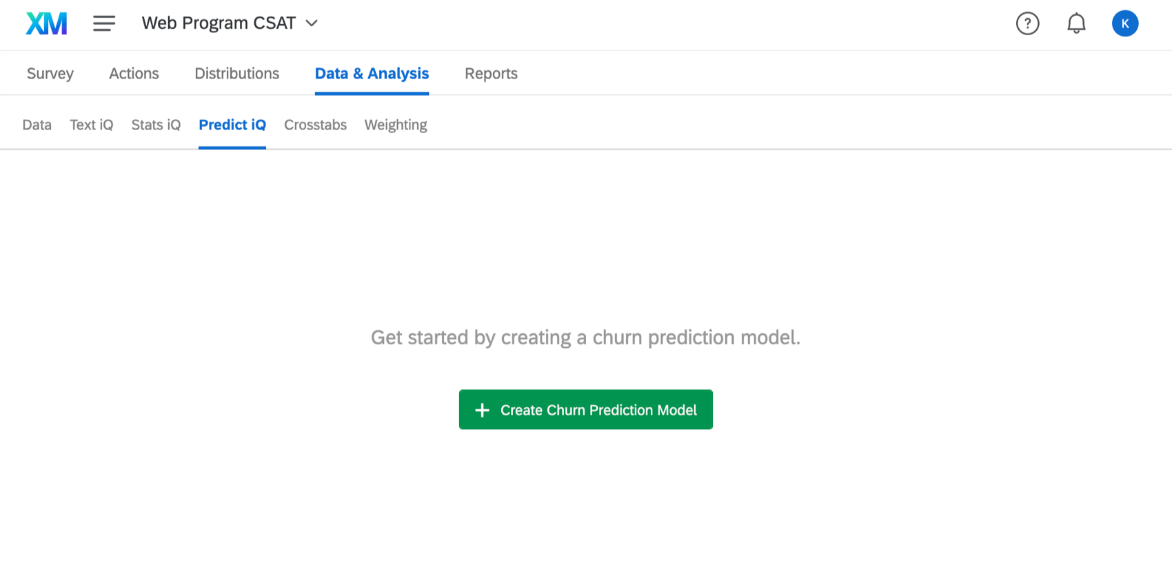 image of the predict iq tab of the data & analysis section