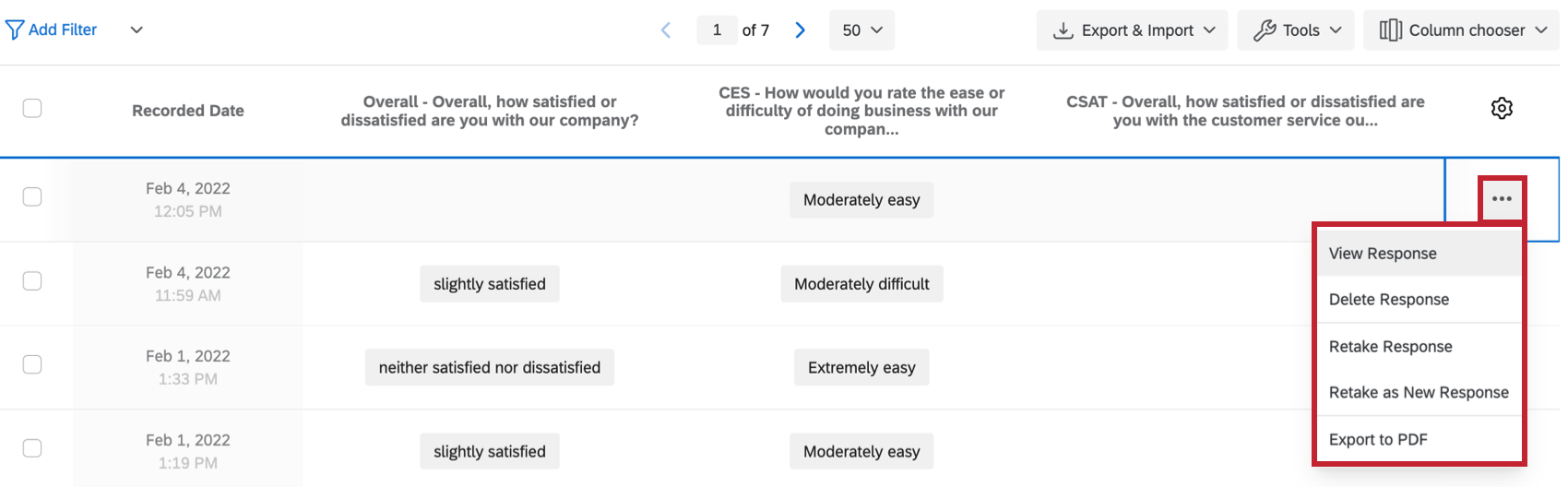 clicar no menu de três pontos avançar de uma resposta