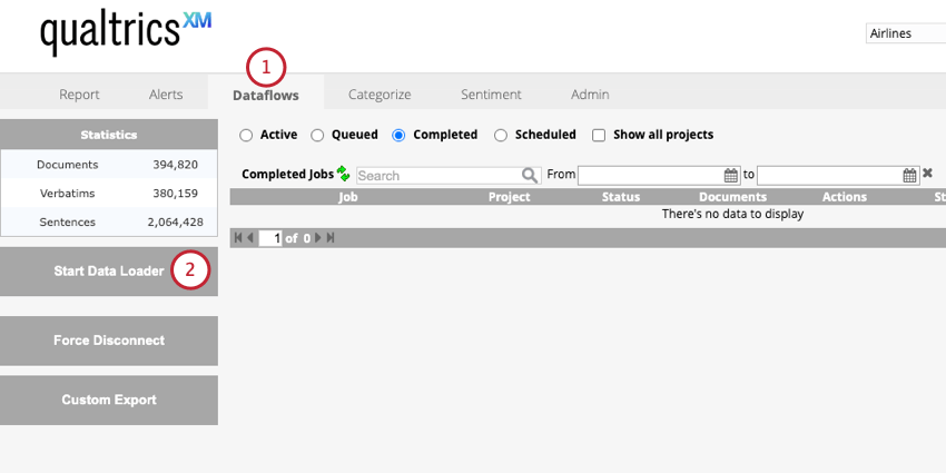 auf Datenlader starten auf dem Tab Datenflüsse klicken