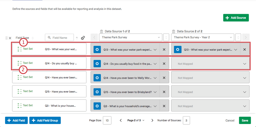 showing you a merged and a not merged row