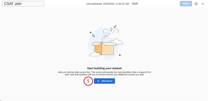 splash page with add source button in the center