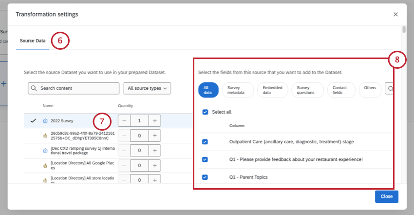 adding first sources and fields to data model