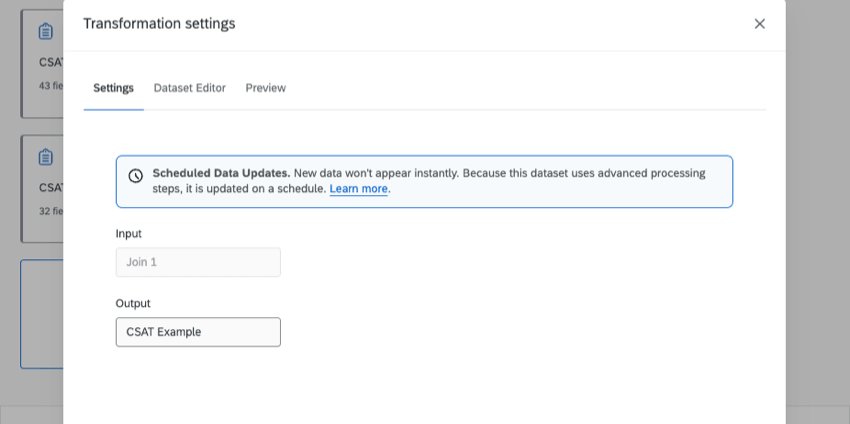 a blue banner appears across the modal where you make field edits