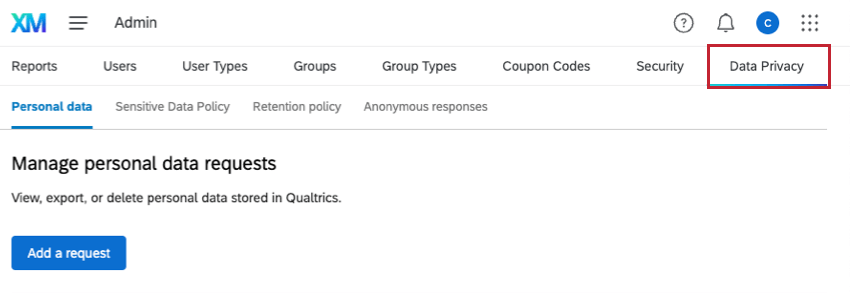 Data privacy tab is selected