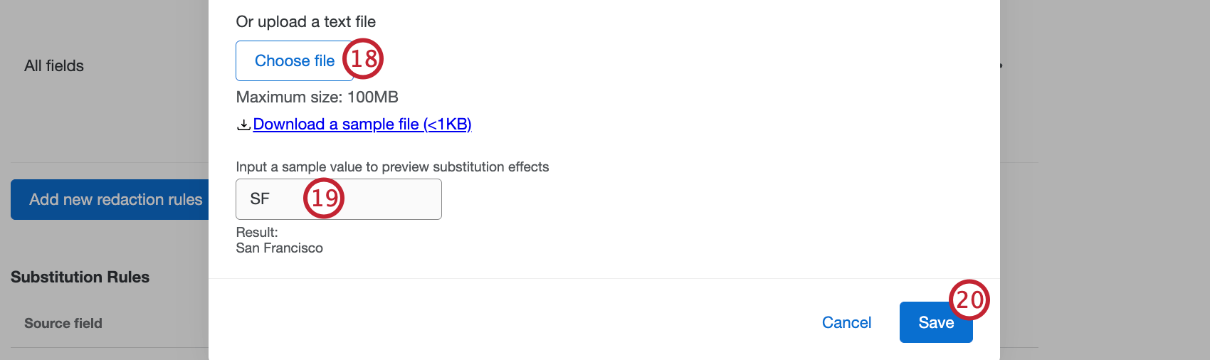 finalizing configuration of a substitution rule