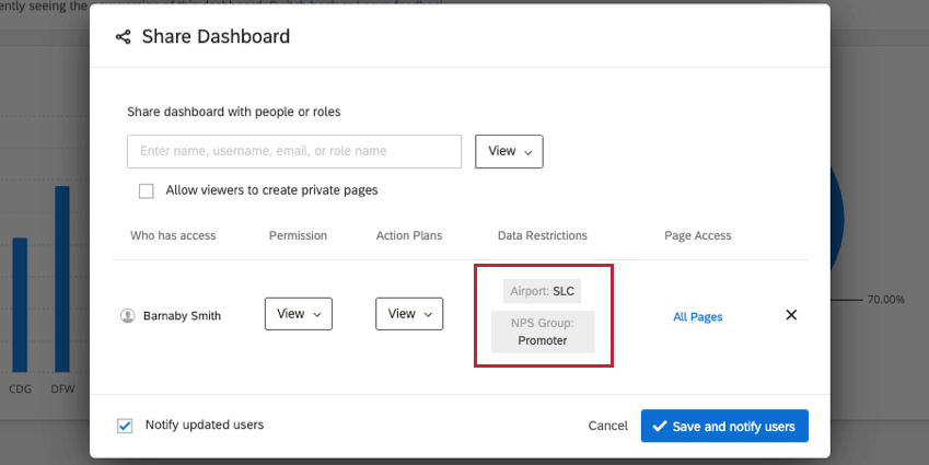 data restrictions set for multiple fields, all on the individual level. The user will only be able to see data for which all restrictions are true.
