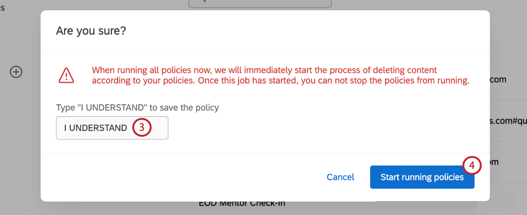 agreeing and starting running all policies