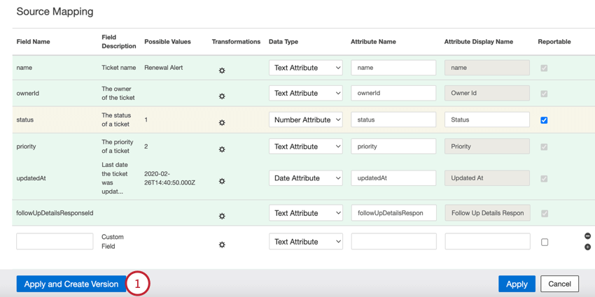 clicking apply and create new version in the bottom left