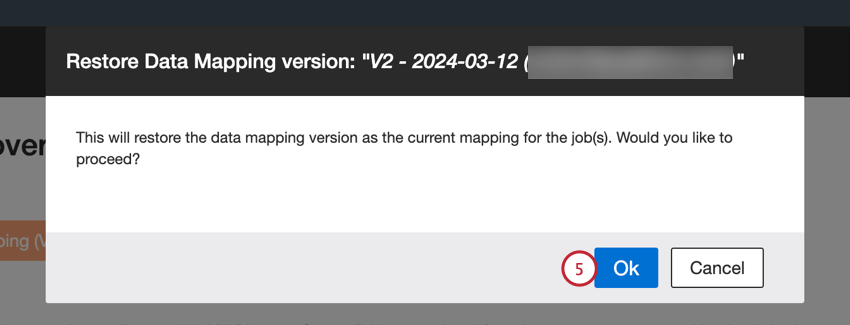 clicking ok in the pop-up