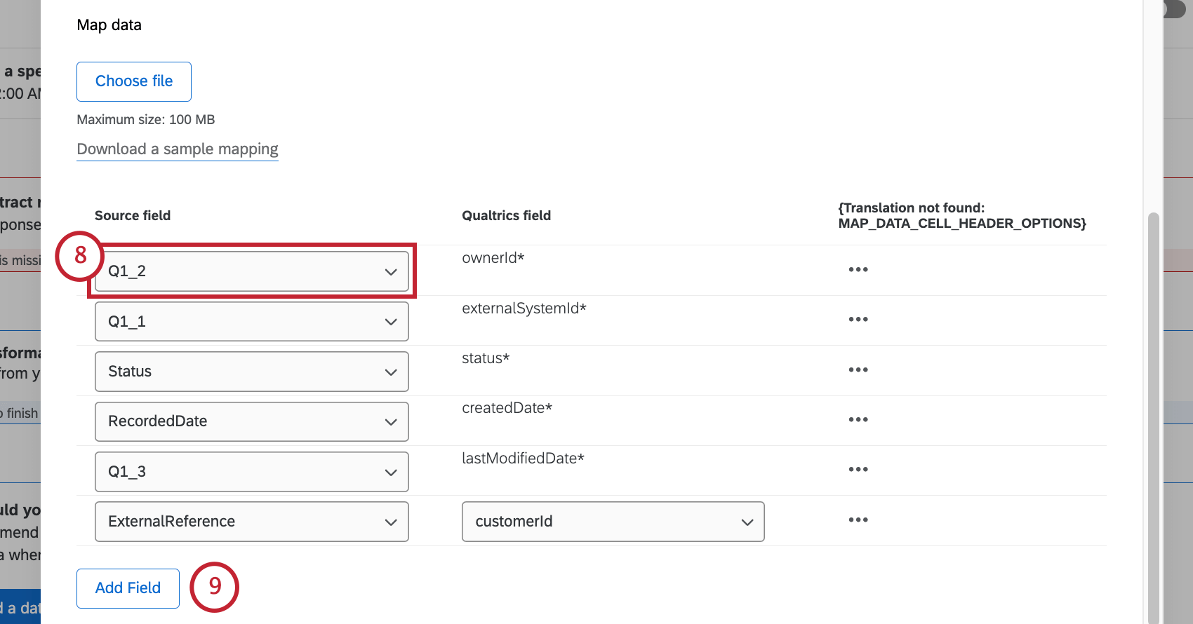 mapping dataset fields