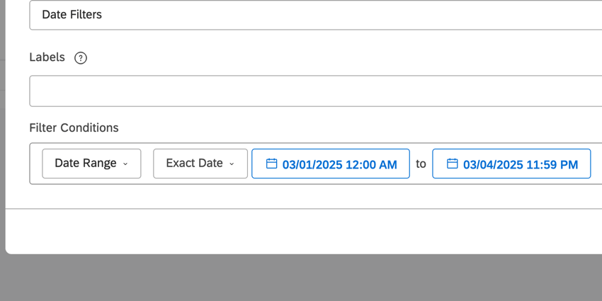 choosing to filter for an exact date