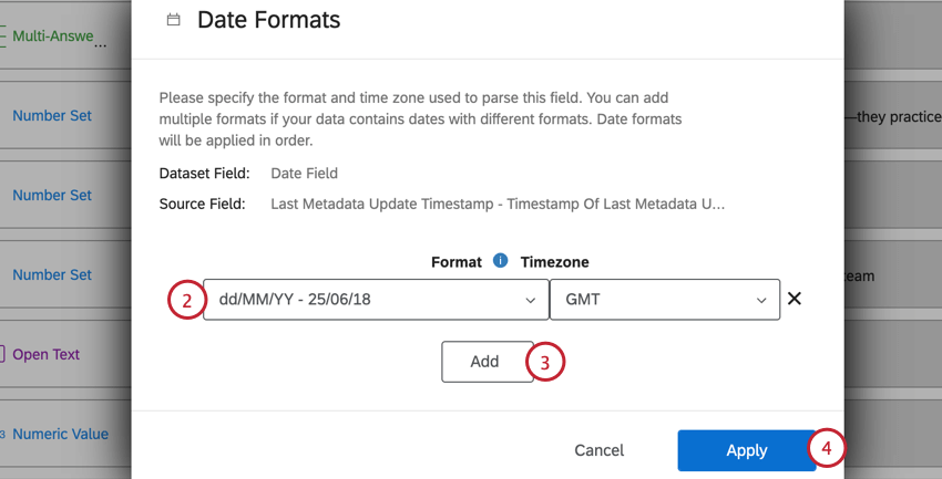 Hinzufügen eines Datumsformats
