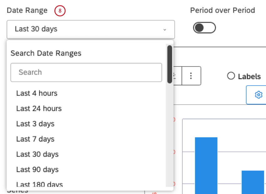 Um einen Datumsfilter übernehmen, wählen Sie einen Datumsbereich aus dem Menü Datumsbereich aus.