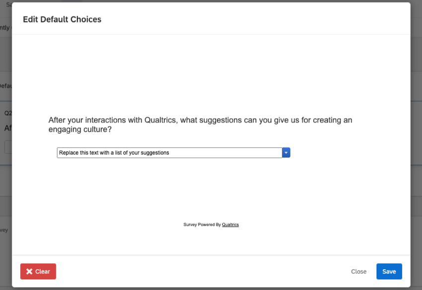 Edit Default Choices window