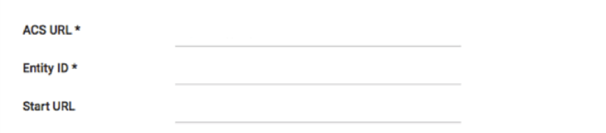 Capture d’écran G-Suit montrant les champs URL du service consommateur d’assertions, Identifiant de l’entité et URL de départ