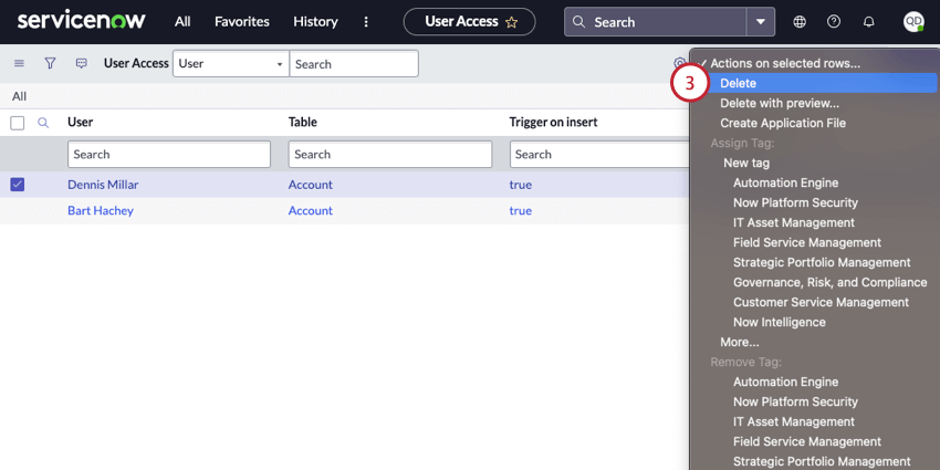 selecting delete records