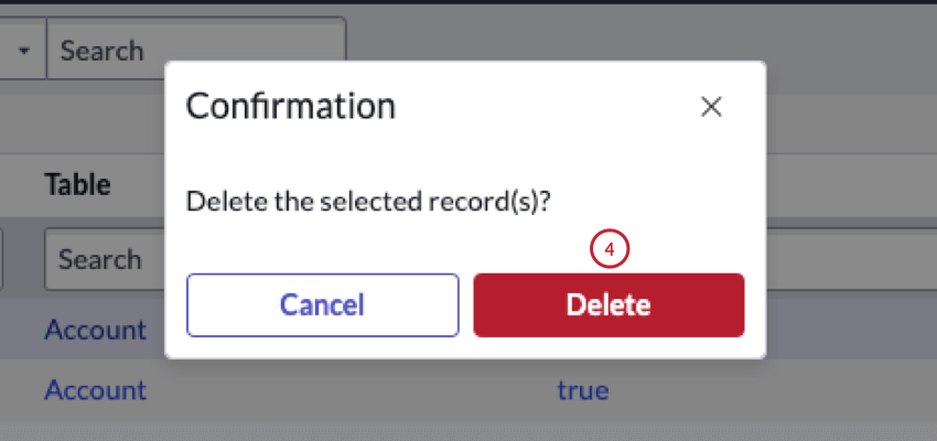 confirming the deletion