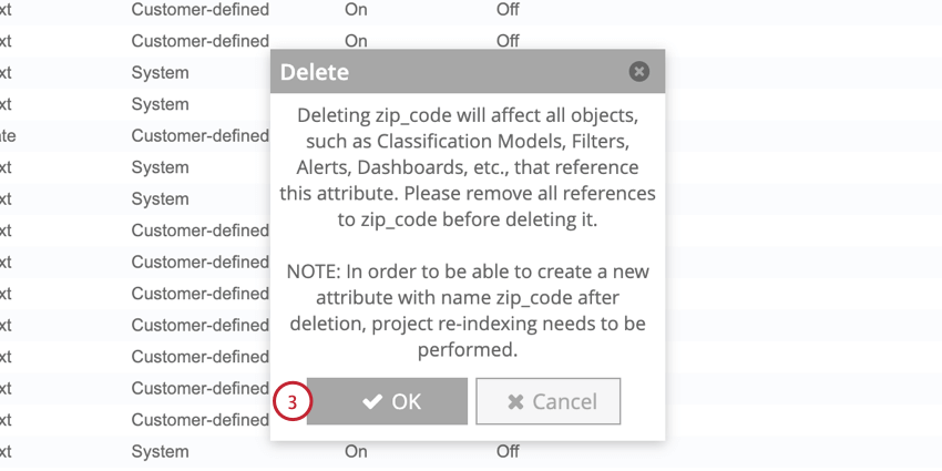 clicking Ok in the popup