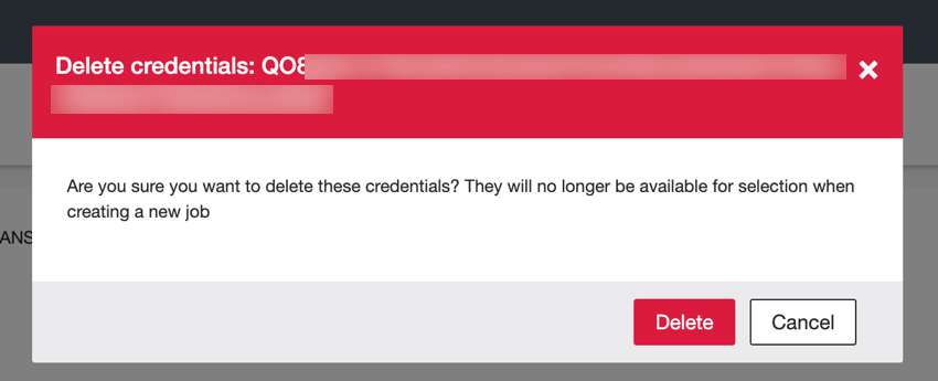 the delete credentials warning