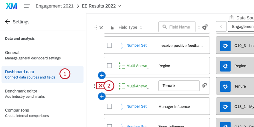 clicking the x next to a mapped field