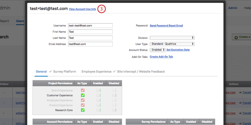 view account use info button at very top of the window