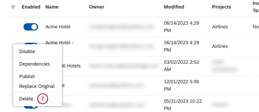 Sélectionnez Supprimer.