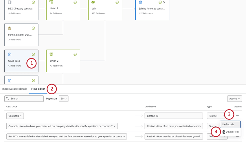opening a source and deleting a field