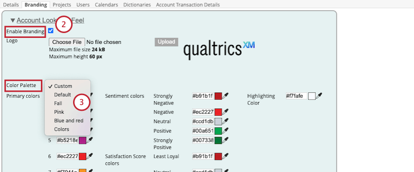abilitazione del brand e della palette