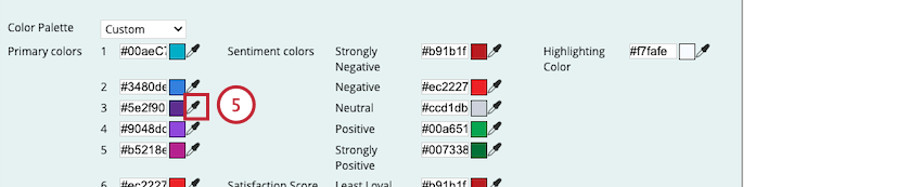 Icono de cuentagotas siguiente a cada color enumerado
