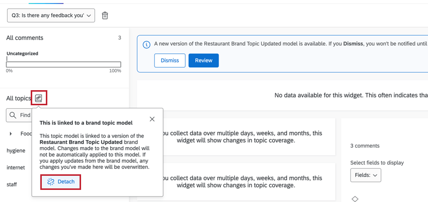 fare clic sullicona del modello di brand e selezionare stacca
