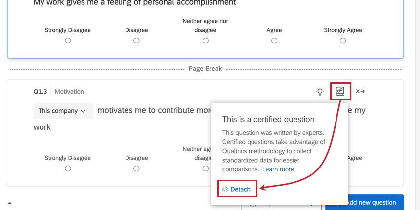 facendo clic sul pulsante di distacco di una domanda certificata