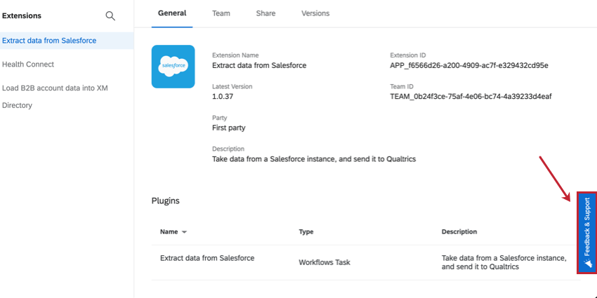 The feedback & support intercept on the righthand side of the developer portal