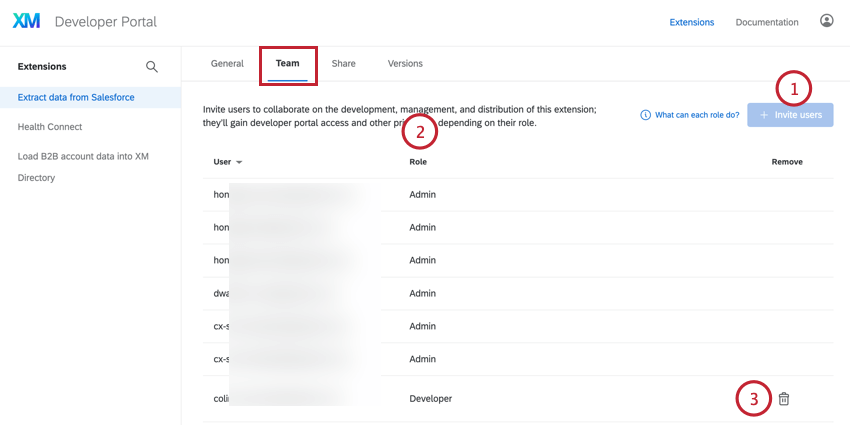 Registerkarte "Teams" zum Hinzufügen von Teamkollegen zu Ihrer App
