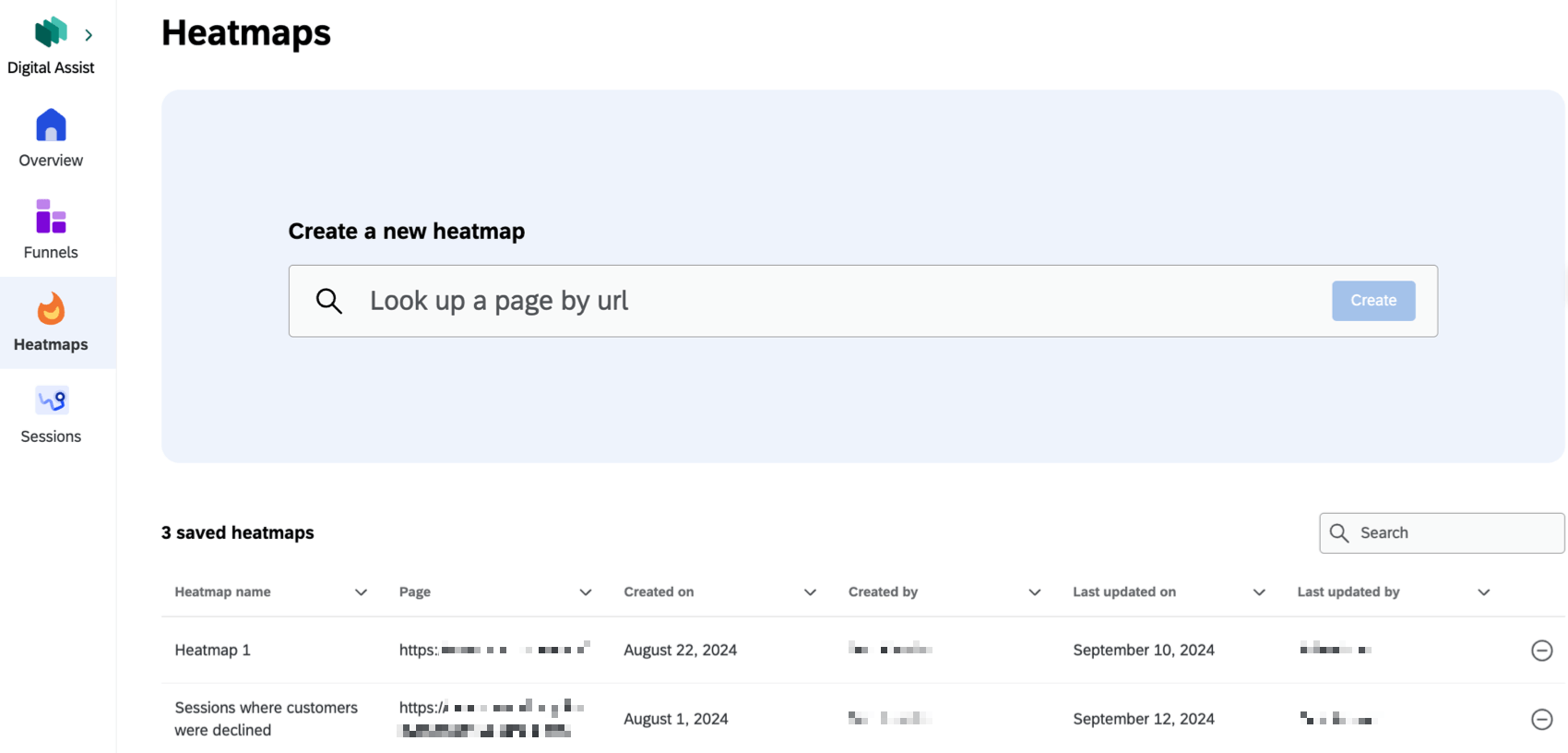 page datterrissage de longlet "heatmaps