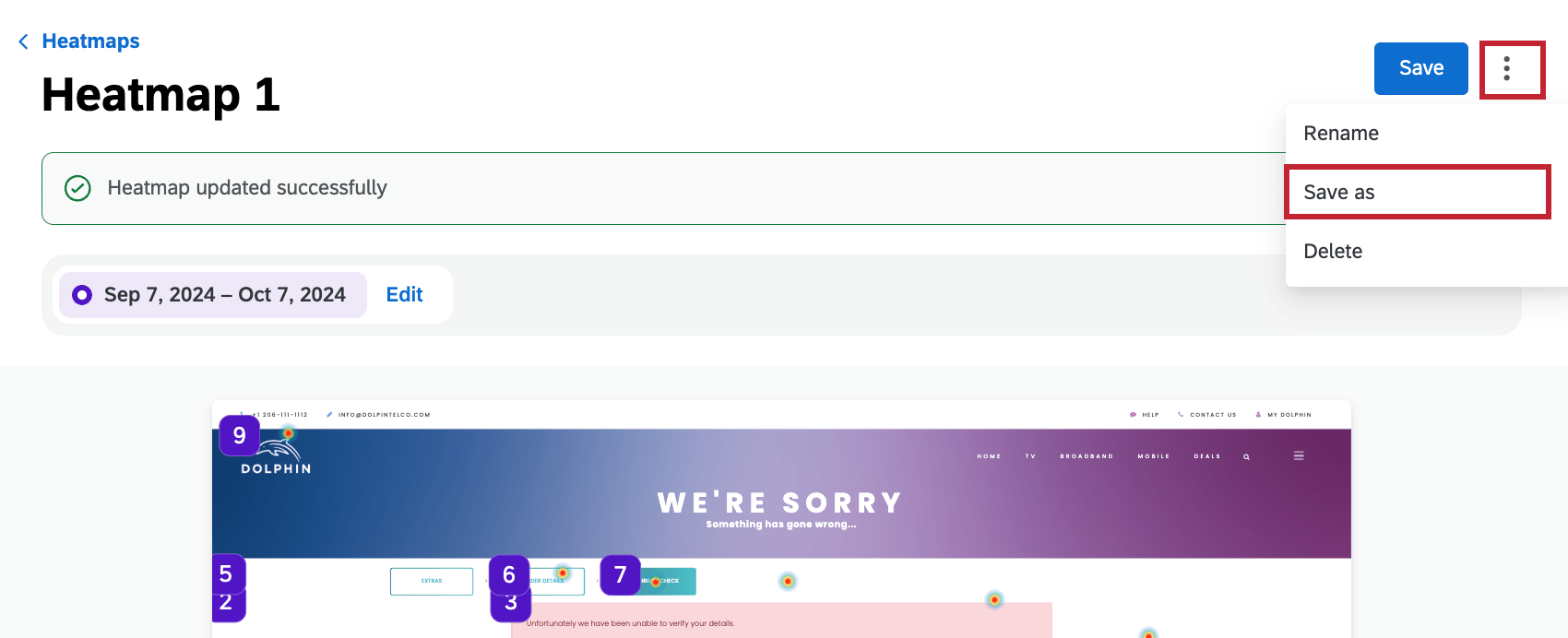 save as button to save a heatmap as a new version