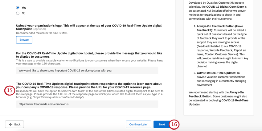 adicionar um link para uma página de recursos