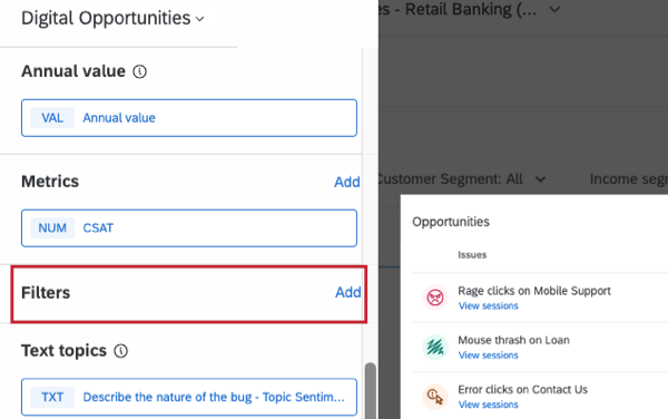 pour ajouter des filtres au widget