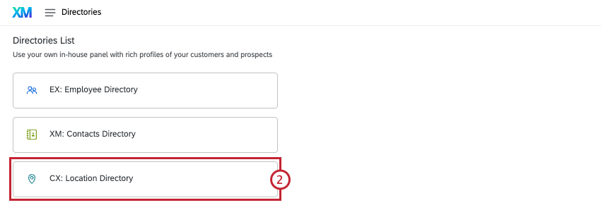 location directory within directories tab