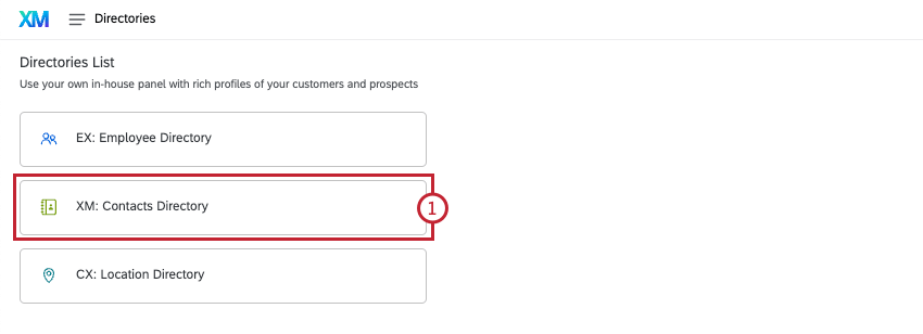 clicking the navigation menu in the top right and then Directories