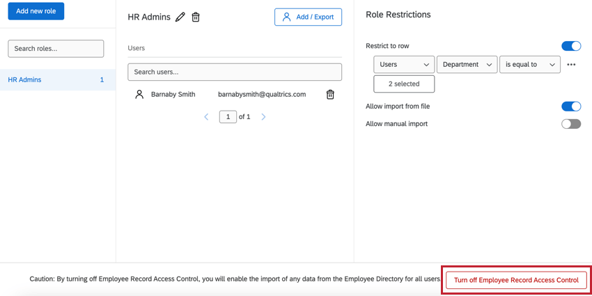 disabling employee record access control