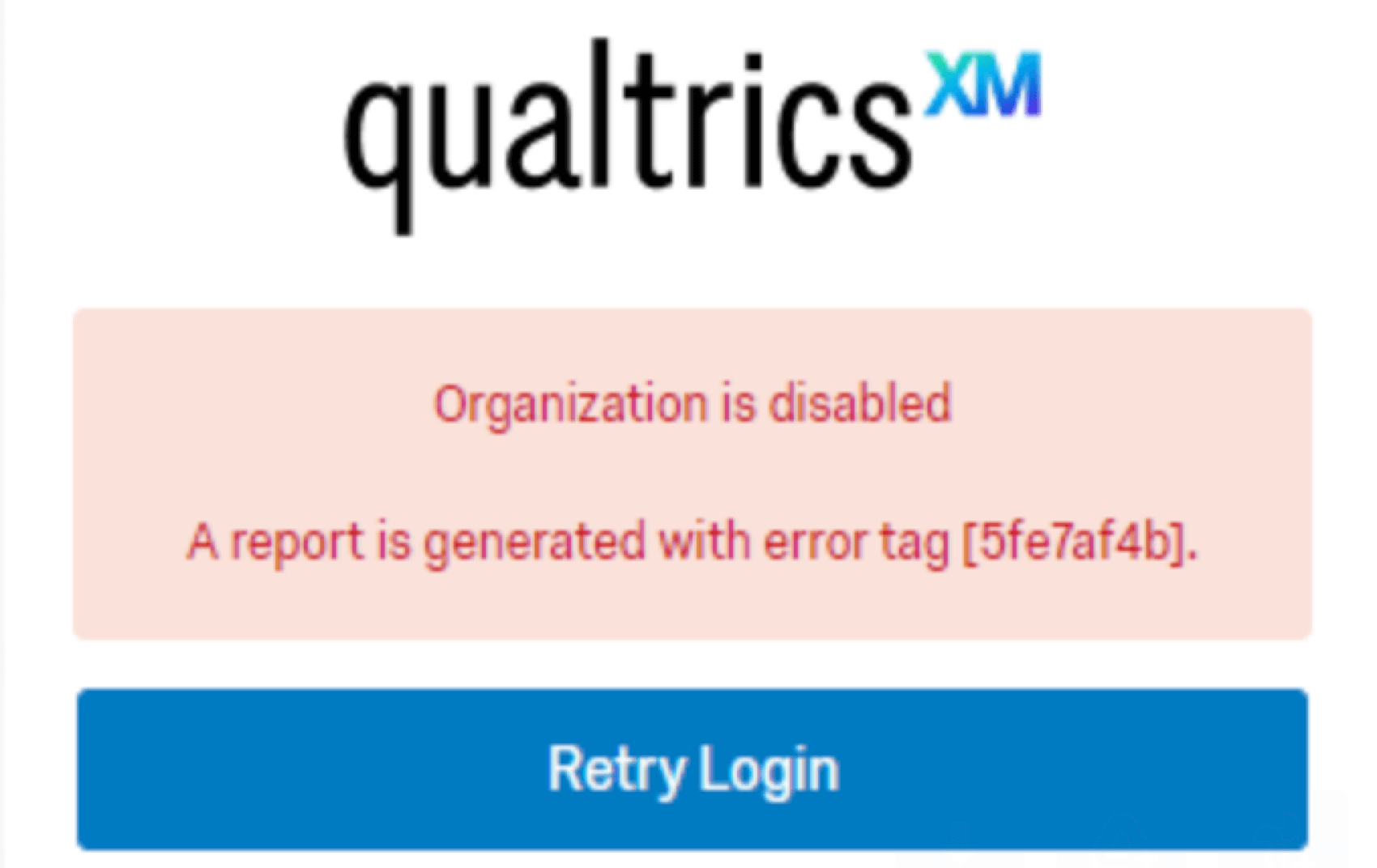 A organização está desativada - erro ao tentar fazer login