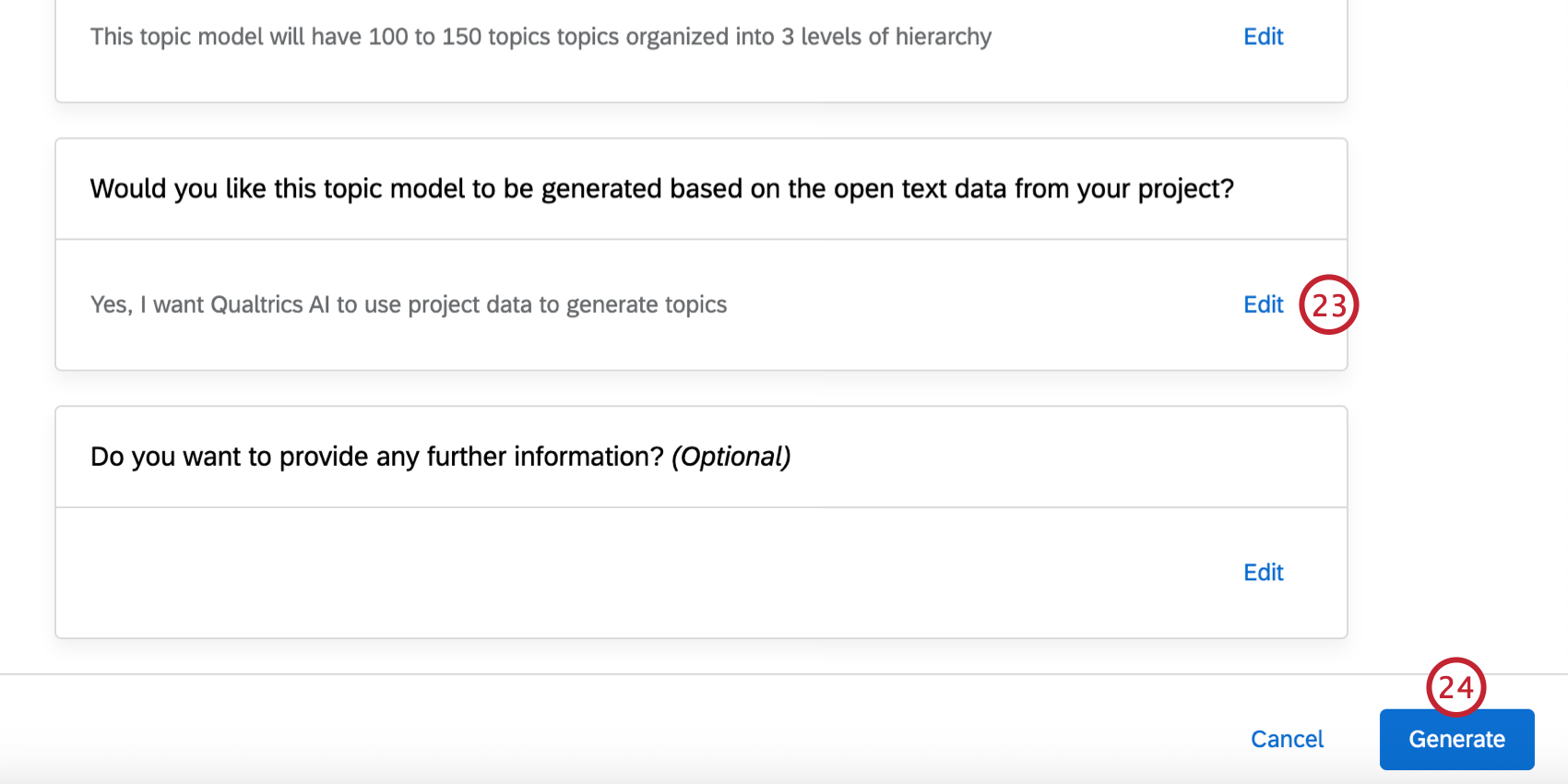 se necessario, modificando limpostazione del modello prima di generarlo