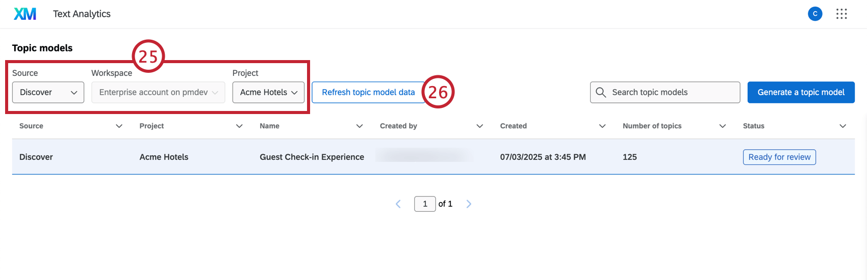 生成されたモデルの状態を確認するために、表示されたデータを更新する。