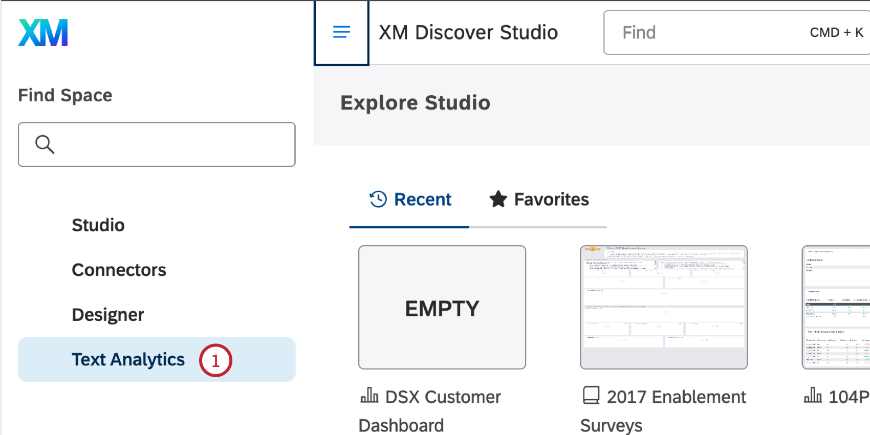 clicking "text analytics" in discover